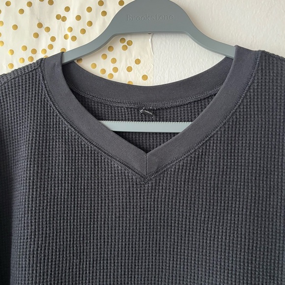 Uniqlo Black Waffle Comfy V-Neck Knit Midi Shirt Dress Size Large - Picture 8 of 11